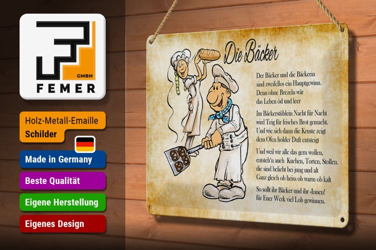 Blechschild Spruch 30x20cm Die Bäcker und die Bäckerin