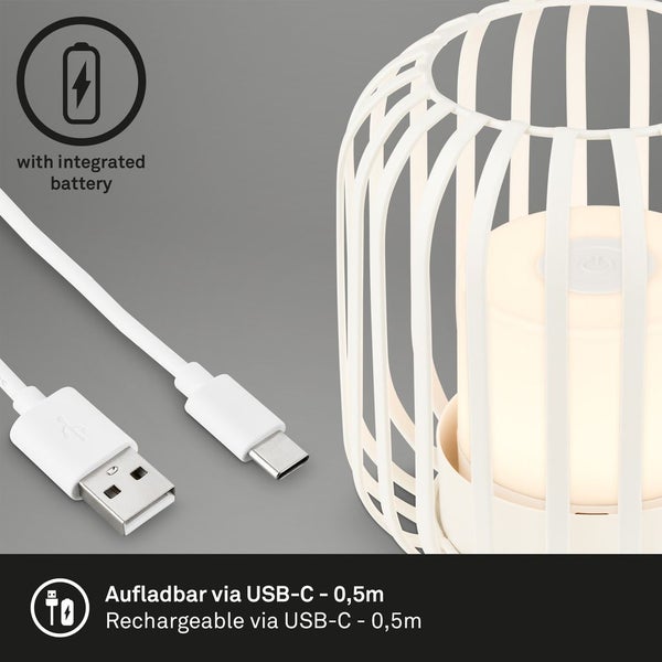 Akku LED Tischleuchte, weiß-gold, 1xLED/2W