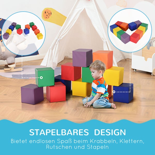 HOMCOM Bausteinset, 12er-Set Schaumstoff, 20L x 20B x 20H cm, Kunstleder, EPE, Orange
