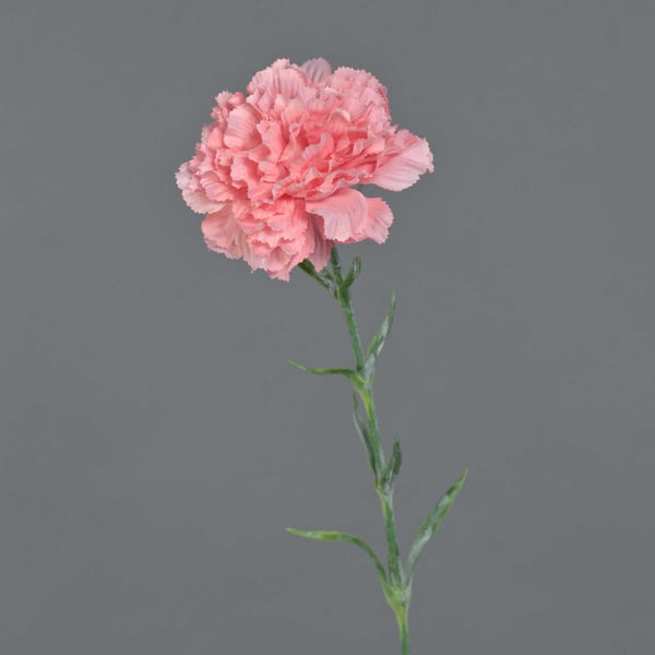 Künstliche Nelke in Rosa mit detailgetreuer Blüte und grünem Stängel.
