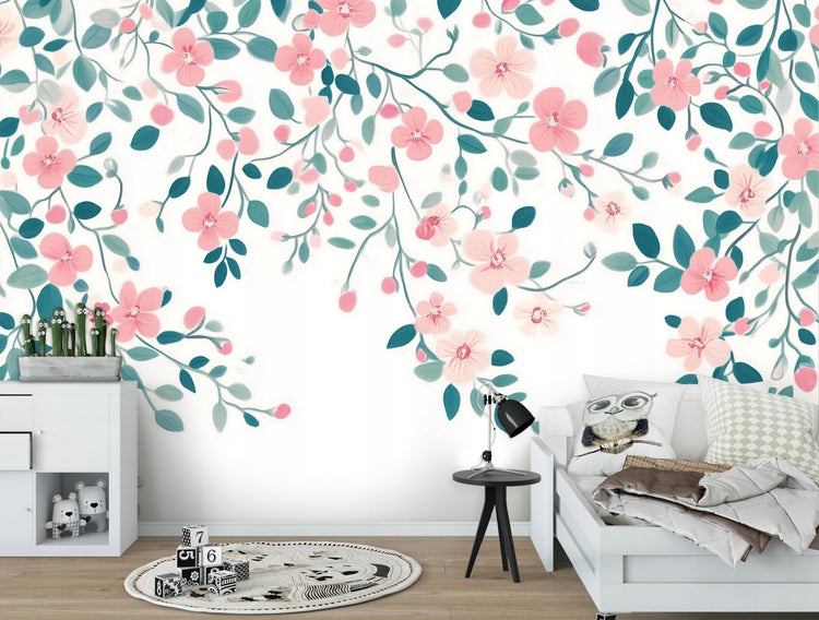 Fototapete Grün Blätter Blumen Wohnzimmer Vlies Tapete 350x250 cm