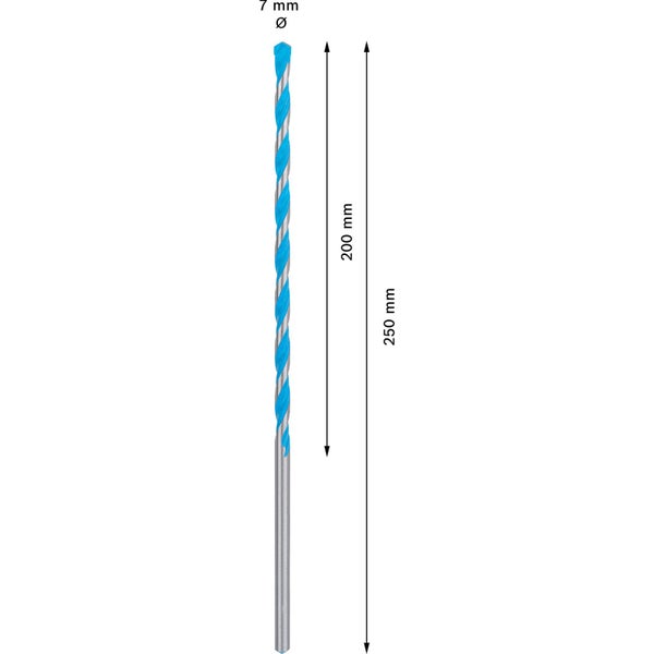 Steinbohrer, Durchmesser 7 mm, Länge 250 mm