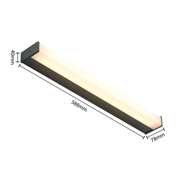 Lindby LED Wandleuchte, Wandlampe Bad Ulisan (spritzwassergeschützt (Modern) in Schwarz aus Aluminium (1 flammig ) - Wandleuchten Spiegelleuchte Badezimmer Wandbeleuchtung Badezimmerleuchte