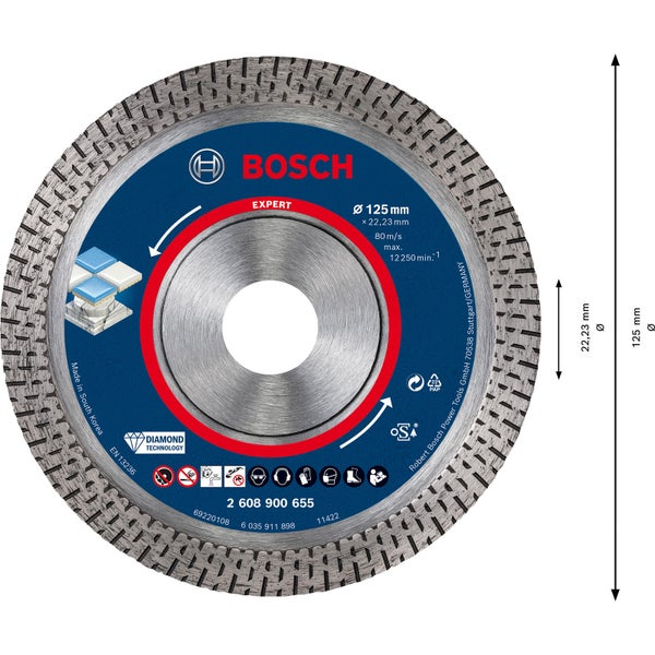 Bosch Expert HardCeramic Diamanttrennscheiben 125 x 22,23 x 1,4 x 10 mm - 2608900655