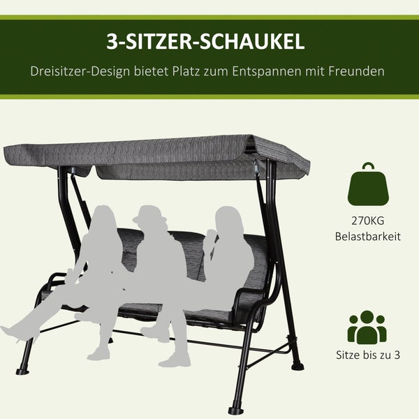 Dreisitzer Schaukel mit einem maximalen Benutzergewicht von 270 Kilogramm