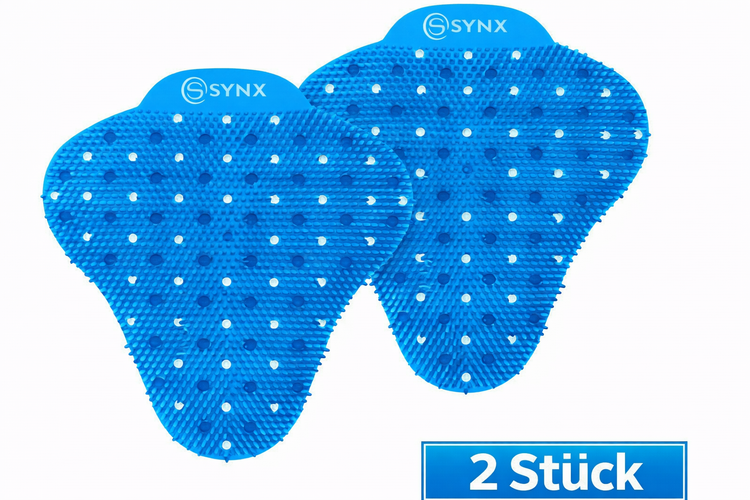 Zwei Urinalmatten mit Noppen