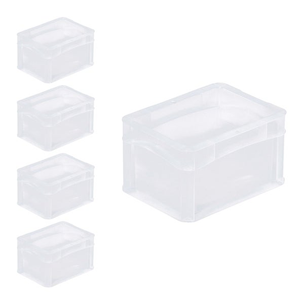 PROREGAL SparSet 5 x Transparenter Eurobehälter BasicLine Mit Geschlossenem Griff HxBxT 12 x 15 x 20 cm 2,2 Liter Eurobox Transportbox