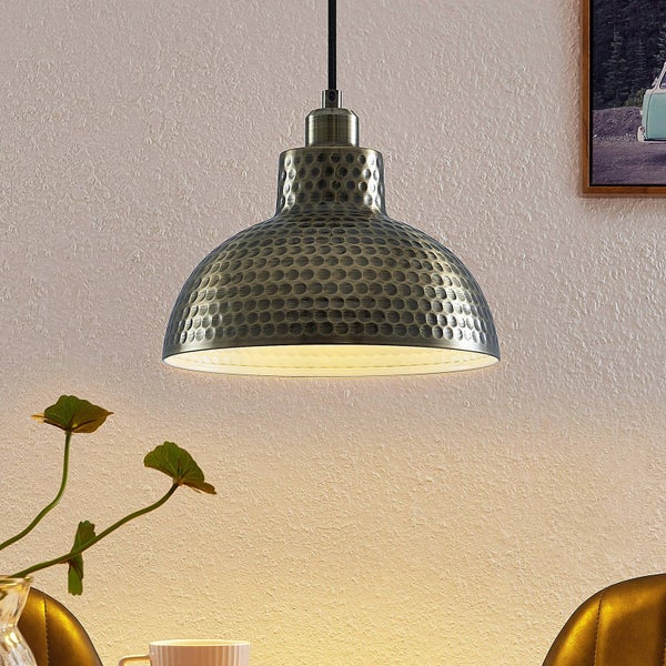 Lindby Pendelleuchte Zelotta (Retro, Vintage Antik) in Bronze aus Metall (1 flammig E27) - Deckenlampe Esstischlampe Hängelampe Hängeleuchte Wohnzimmerleuchte
