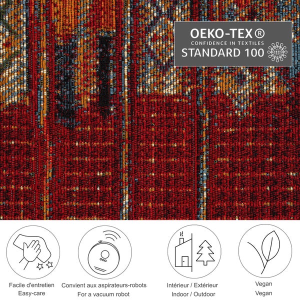 Gewebter Outdoorteppich mit abstrakten Muster Auora Rot 60x100 cm