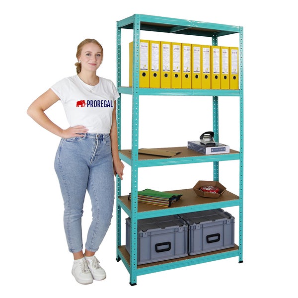 BERLINLODGE Mega Deal 4x Wohnregal GREEN HULK, HxBxT 180x90x40cm, Fachlast 175kg, 5 Ebenen, Grün, Bücherregal, Standregal, Büroregal