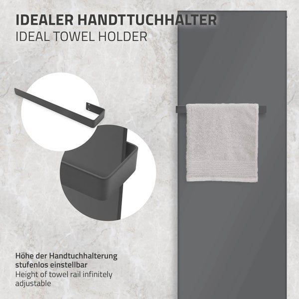 ML-Design Badheizkörper 1800x604 mm Anthrazit + 4x Handtuchhalter, Flach Einlagig Design Heizkörper Mittelanschluss Vertikal Planheizkörper Vertikalheizkörper Paneelheizkörper Flachheizkörper Heizwand