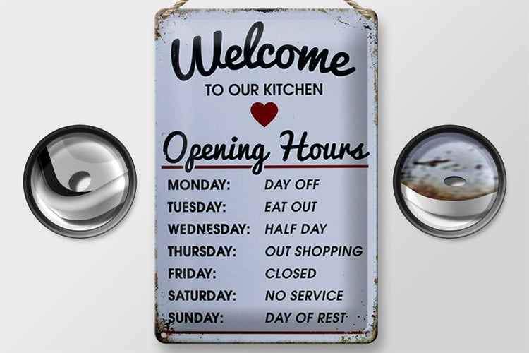 Blechschild Spruch 20x30cm welcome to our Kitchen Opening