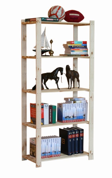 PROREGAL Holzregal Pinepeak HxBxT 170 x 80 x 28 cm 5 Fachboden 1,2 cm Dickes Kiefernholz Natur