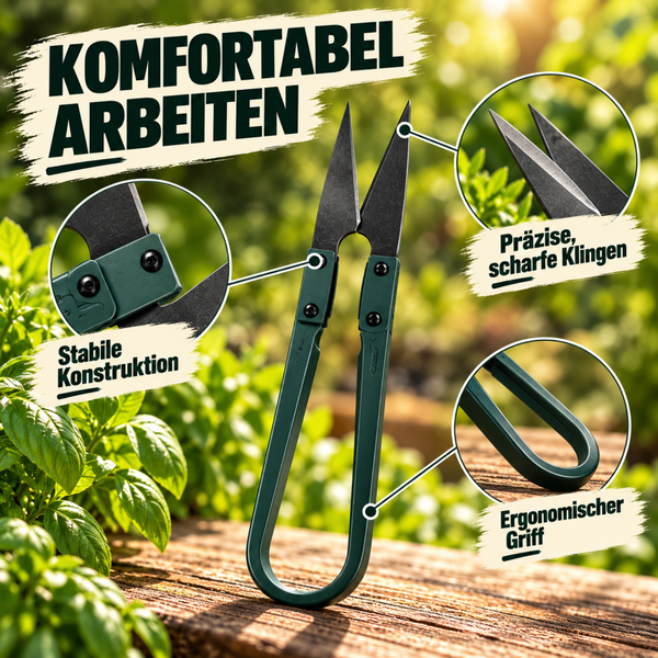 Gartenschere mit ergonomischem Griff, scharfen Klingen und stabiler Konstruktion für komfortables Arbeiten im Garten.