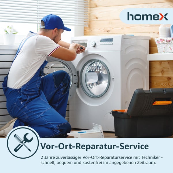 homeX Waschmaschine 6kg Frontlader mit 1200 U/Min. Inverter Motor Schontrommel 15 Programme EEK C WF612C-W