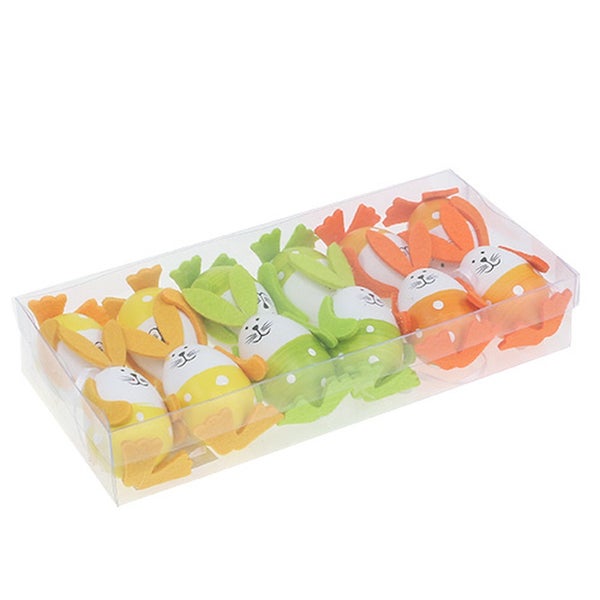 Dekorative Hasenfiguren in transparenter Box für Osterdekoration