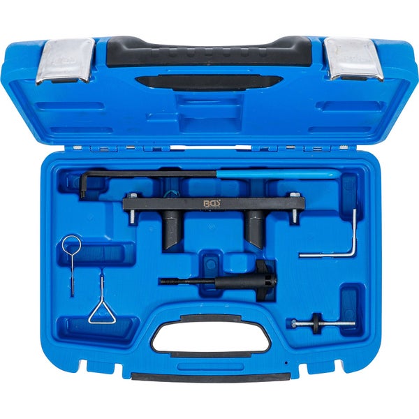 Motor-Einstellwerkzeugsatz im blauen Werkzeugkoffer