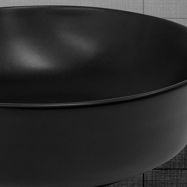 ML-Design Waschbecken aus Keramik in Schwarz matt Ø 415 x 135 mm, Runde Aufsatzwaschbecken, Moderne Waschtisch, Waschschale mit Abflussloch, Waschplatz Handwaschbecken , für Badezimmer / Gäste-WC