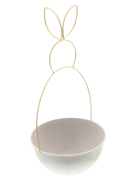 FRANK FLECHTWAREN | Schale Gold-Hase, METALL, 16,5 x 16,5 x 35 cm
