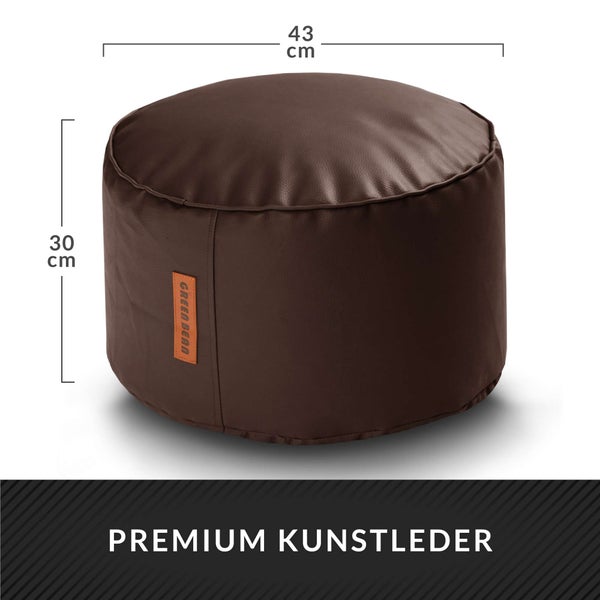 Green Bean Sitzhocker aus Kunstleder - Pouf mit EPS Perlen Füllung - 43 x 30 cm - perfekte Ergänzung zum Sitzsack - Sitzwürfel Sitzkissen Hocker Fußhocker - Dunkelbraun