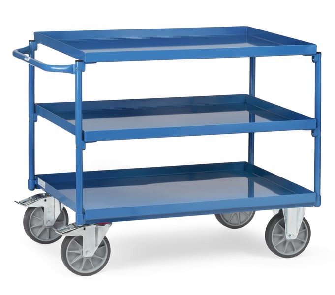 Servierwagen mit drei Ablageflächen und Rollen