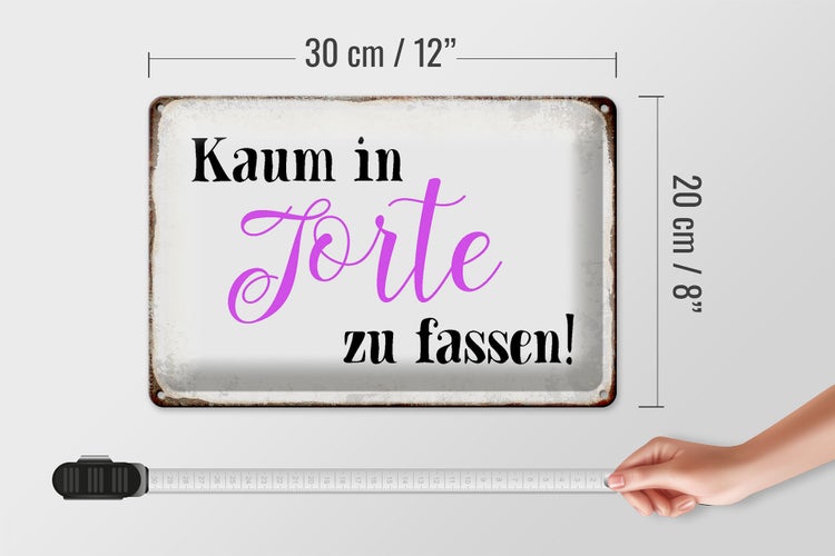 Blechschild Spruch 30x20cm kaum in Torte zu fassen Geschenk