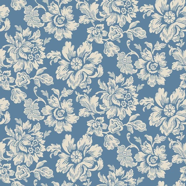 Duro Tapete Blumen Graublau - 53 cm x 10.05 m - 661196