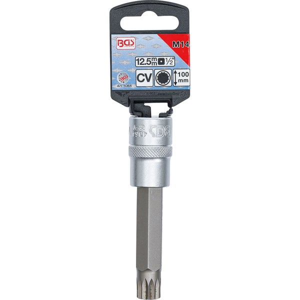 BGS Bit-Einsatz Länge 100 mm Antrieb Innenvierkant 12,5 mm (1/2) Innenvielzahn (für XZN) M14 - 4364