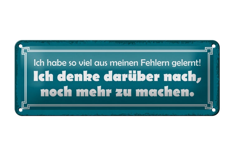 Blechschild Spruch 27x10cm ich so viel aus Fehlern gelernt Dekoration