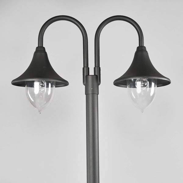 Lindby Mastleuchte außen Madea (spritzwassergeschützt (Modern) in Schwarz aus Aluminium (2 flammig, E27) - Kandelaber Außenleuchte