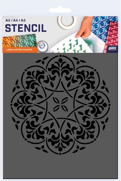 QBIX Mandala Schablone A5 Größe Kunststoff - Ausschnitt Durchmesser 12,5cm