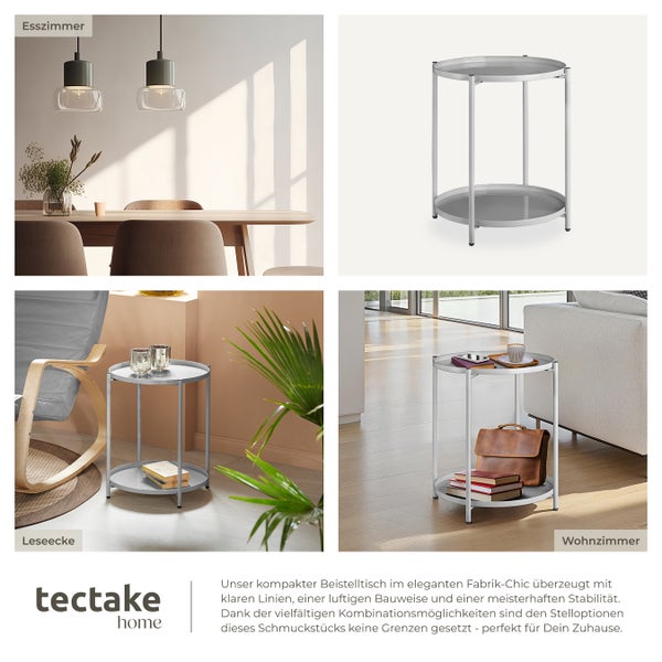 Beistelltisch tectake Oxford 45,5 x 45,5 x 53 cm Stahl grau