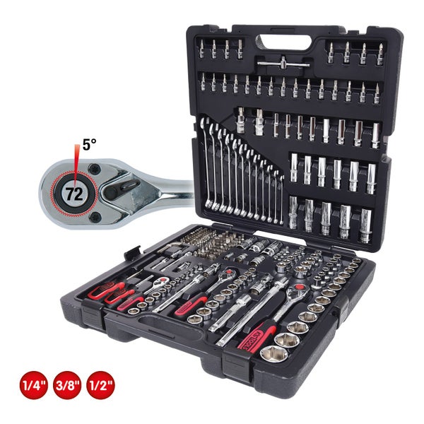 KS TOOLS 1/4+ 3/8+ 1/2 CHROMEplus Steckschlüssel-Satz 216tlg. - 918.0216