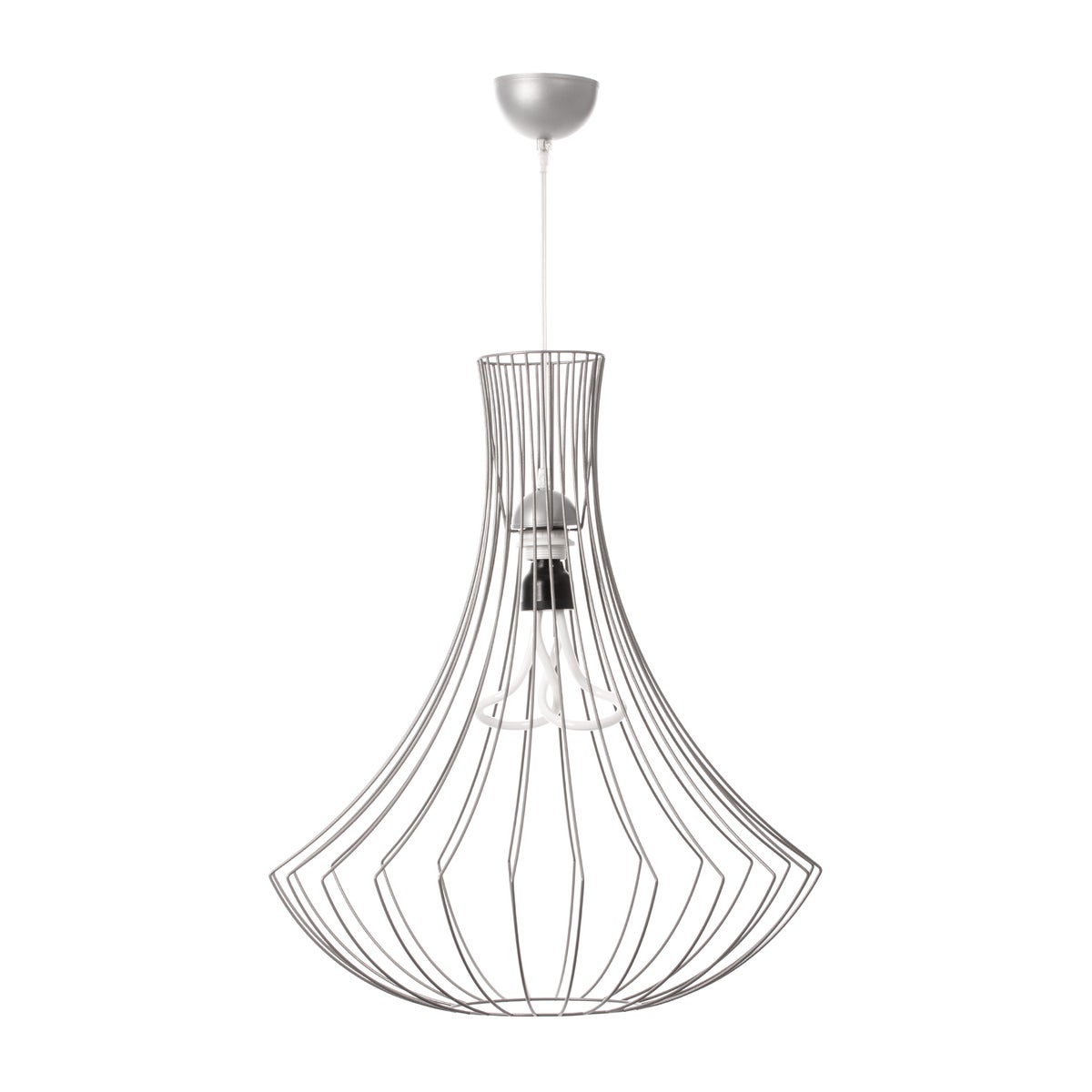 Moderne skandinavische Designlampe Hängelampe in Silber 60 cm | Wohnzimmer Esszimmer Leuchte