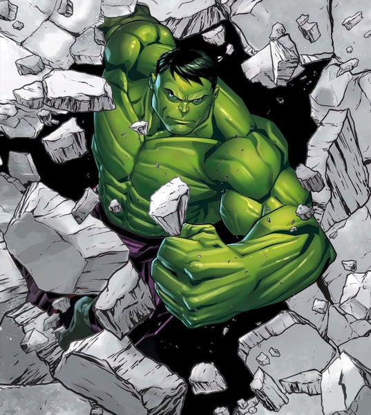 Illustration des Hulks, der durch eine Mauer bricht