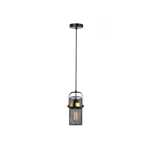 Home Deluxe - Pendelleuchte LUMINOS - Schwarz / Gold, Blendfreies Licht, 10,5 x 153 cm, Metall / Rattan I Pendellampen Hängeleuchten Hängelampe