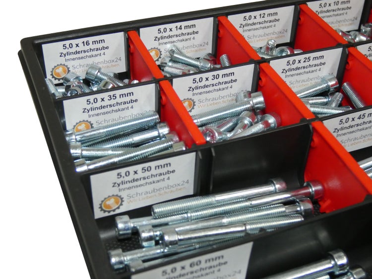 300 tlg Zylinderschrauben Sortiment  M5 // 6mm-60mm Schrauben Set Schraubenbox DIN 912/ISO4762 Bolzen Vollgewindeschrauben Maschinenschrauben Gewindeschrauben Zylinderkopfschrauben