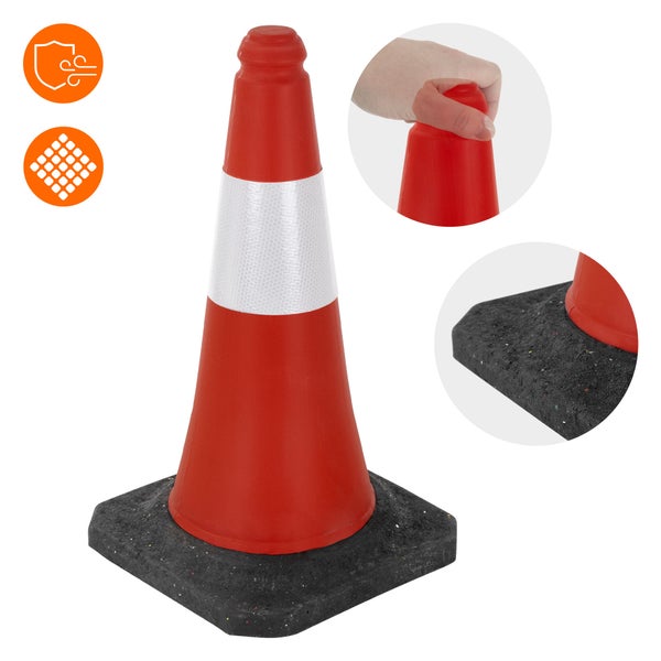 ECD Germany 2 Stück Verkehrskegel Pylone 51 cm, Rot-Weiß, Leitkegel mit schwerem Fuß, Verkehrsleitkegel mit weißen reflektierenden Streifen, Warnleitkegel Warnkegel Verkehrshütchen Markierungskegel