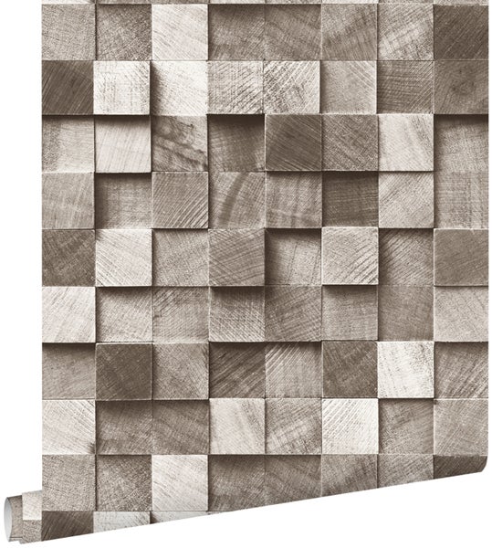 ESTAhome Tapete 3D Holzoptik Braun - 53 cm x 10.05 m - 138530