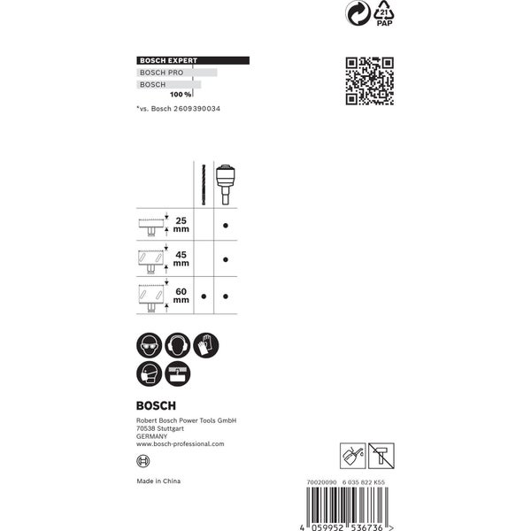 Bosch Expert Bohrerinformationen und Sicherheitshinweise