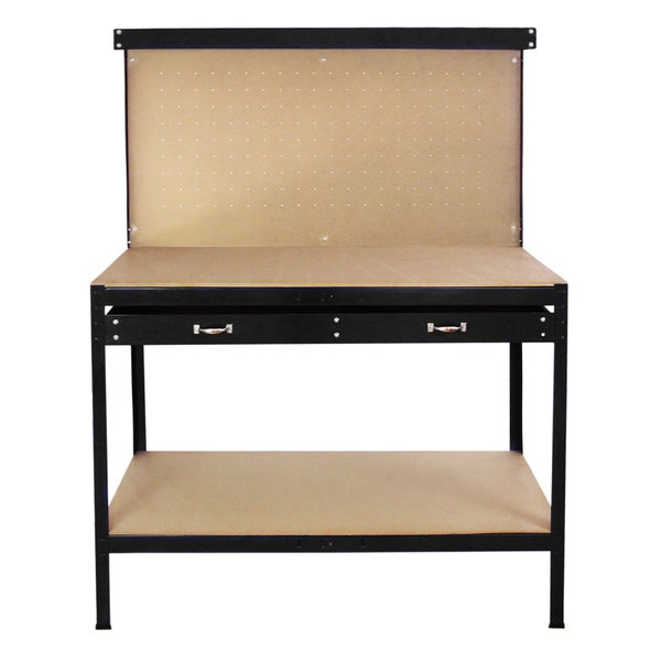 Werkbank mit Stecktafel und Schublade Schwarz