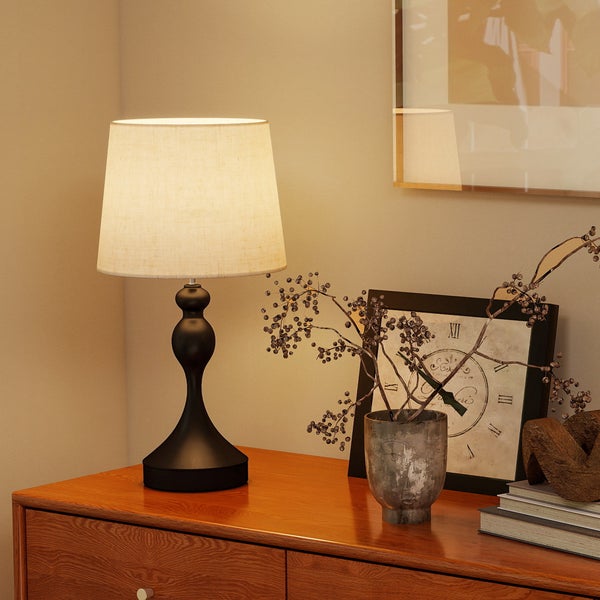 HOMCOM Tischlampe LED Tischleuchte mit 3 Farbtemperaturen, Nachttischlampe mit USB A+C Ladeanschlüssen, Leinenschirm, Schreibtischlampe Leselampe für Schlafzimmer Wohnzimmer Schwarz