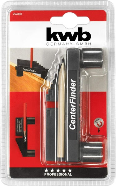 kwb Mittenfinder/Center-Finder zur Mittel-Punkt Ermittlung inkl. Bleistift und Magnet-Funktion