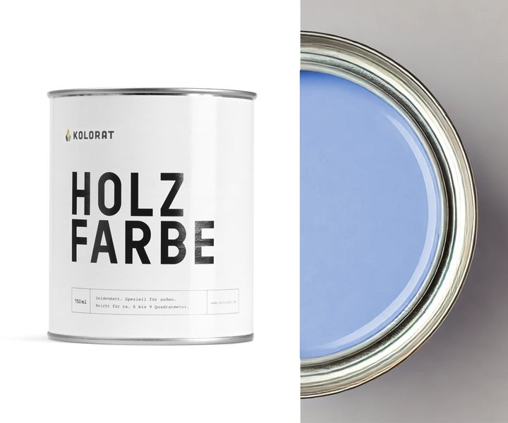 Kolorat Holzfarbe, wetterfest für Außen - Aquarell-Blau K/41-21-0-0/T – 2.5L  Hochwertige Wetterschutzfarbe, höchste Deckkraft, Holzschutz - schützt vor UV-Strahlen und Witterung, schnelltrocknender Anstrich, ideal für Holz im Außenbereich