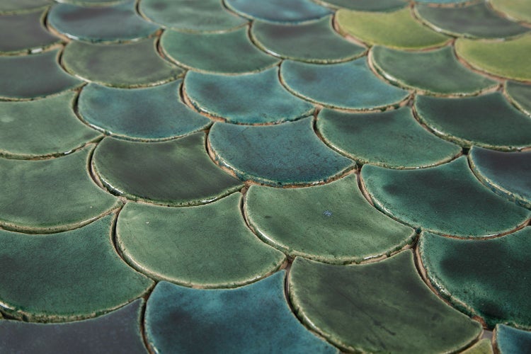Fischschuppen Mosaikfliesen aus Keramik