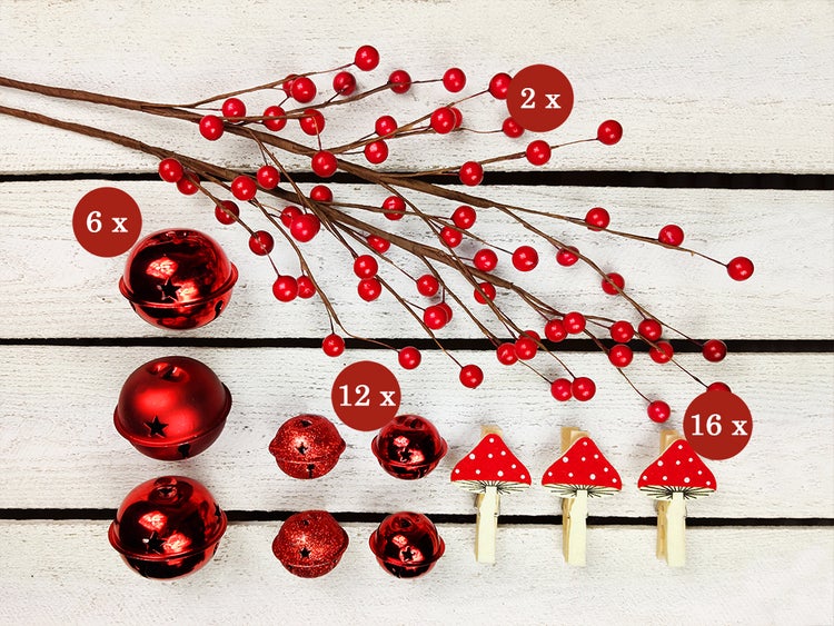 Geschmückter künstlicher Weihnachtsbaum MUCHOMÚRYKA 60 cm mit LED-BELEUCHTUNG IM TOPF