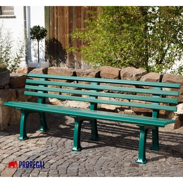 PROREGAL Gartenbank Antigua 4 Sitzer Grün HxBxT 74 x 200 x 54 cm Witterungskunststoff & UV Beständiger Kunststoff Parkbank Sitzbank