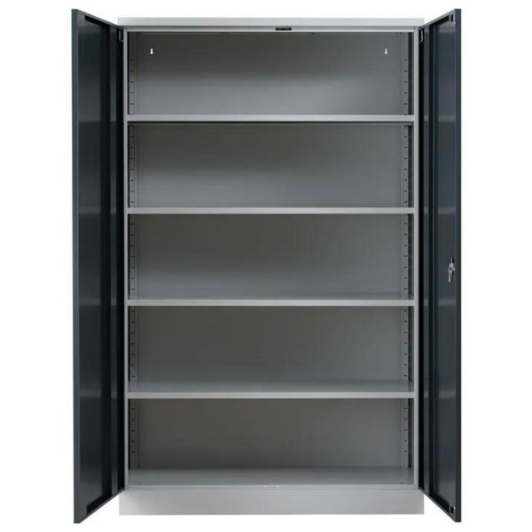 PROREGAL Stahlschrank Bee 5 Fachböden HxBxT 195 x 120 x 60 cm Verzinktes & Verstärktes Fachbodenmaterial Grau & Anthrazit