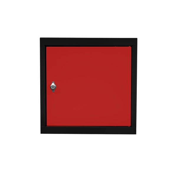 PROREGAL Schließfachwürfel Blocky mit Drehriegelschloss für Vorhängeschloss | HxBxT 40x40x40cm | Anthrazit/Verkehrsrot | Tresor, Schlüssel