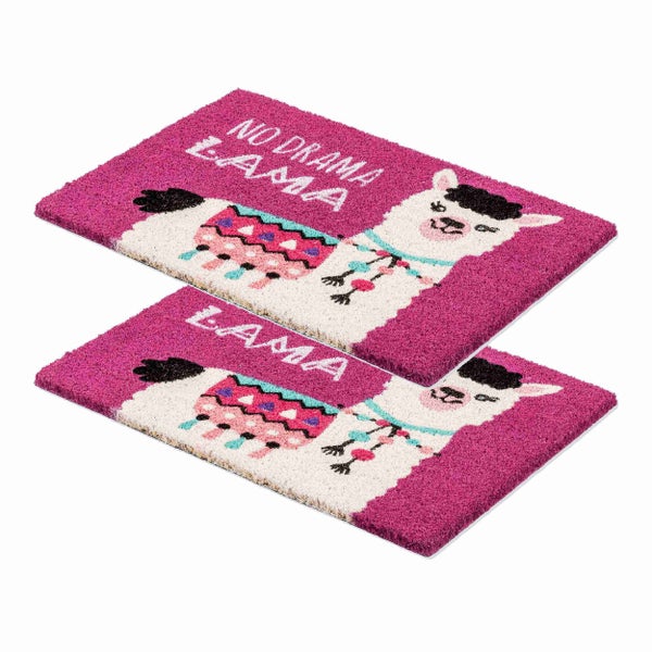 Zwei Fußmatten mit Lama Motiv und dem Schriftzug 'No Drama Lama'
